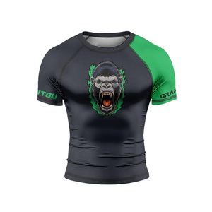 Vente en gros de rashguards unisexes personnalisés UPF 50, vêtements de yoga, sublimation, protection UV, séchage rapide, compression, polyester, fabrication OEM, sur mesure - Product Image 6