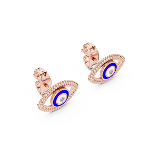 Ensemble de boucles d'oreilles tendance EVILEYE en or rose massif 18 carats, pour fiançailles, mariage, fête, cadeau de la Saint-Valentin, événement glamour, usage quotidien pour femmes - Product Image 2