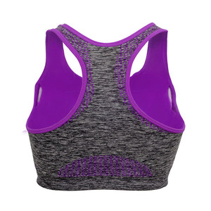 Sujetador deportivo para mujer, color gris heather, morado, con espalda cruzada, de alto soporte, transpirable, para yoga y entrenamiento - Product Image 6