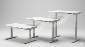 Bureau d'ordinateur réglable en hauteur Lumetal avec tiroir, surface en verre, structure métallique, poste de travail de bureau, modèle S7132 - Product Image 2