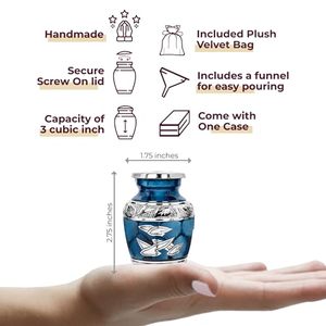 Luxury Inspired Aluminum <b>Keepsake</b> Cremation <b>Memorial</b> Urn Ash Holder Featuring Durable Decorative Exterior Texture Style - Product Image 3