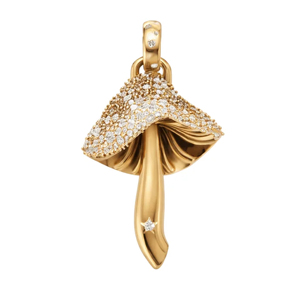Colgante de Lujo de Oro Sólido de 18K con Forma de Hongo y Diamantes Redondos de Corte Brillante, Collar Unisex para Uso Diario - Product Image 2