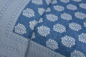 Sábana Plana de Algodón Estampada de Jaipur, Diseño Geométrico Azul, Estilo Clásico para Todas las Temporadas, Uso Doméstico para Adultos - Product Image 4