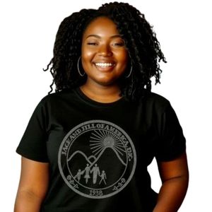 <b>Women's</b> <b>Black</b> Crew Neck T <b>Shirt</b> with Silver Land of American 1938 Family Graphic Short Sleeve Casual Cotton Tee Vintage Style - Product Image 1