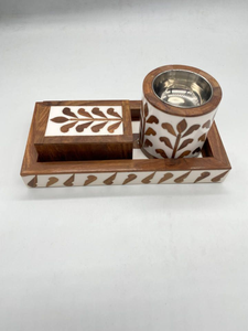 Juego de quemador Bakhoor de resina hecho a mano con bandeja y Caja con incrustaciones de hueso y nácar Ideal para uso religioso y de oficina Eid - Product Image 1
