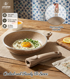 Ensemble complet d'ustensiles de cuisine antiadhésifs en granit avec couvercles, poignées de poêle amovibles, ensemble de cuisine pratique et luxueux - Product Image 4