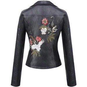 Sheepskin Design Genuine Leather Windproof Breathable Heated Embroidered Women Leather Jacket Customize Embroidery - Product Image 2