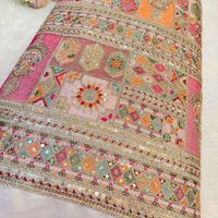 Tissu brodé à motifs indiens 100% Polyester respirant et écologique pour sacs de mariage, robes Abaya et Kaftan, vente en gros et exportation