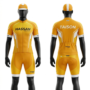 Tenue de cyclisme pour femmes, tissu extensible en polyester et élasthanne 225 GSM, jaune et blanc, panneaux aérodynamiques, impression par sublimation, logo personnalisé - Product Image 1