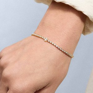 Bracelet chaîne en argent sterling 925 plaqué or avec moissanite étincelante, bijoux de créateur, cadeau élégant pour femmes - Product Image 3