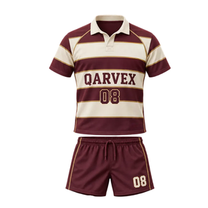 Maillot de football rétro à larges rayures, polo et short unisexe, séchage rapide, anti-humidité, respirant, polyester sublimé - Product Image 1