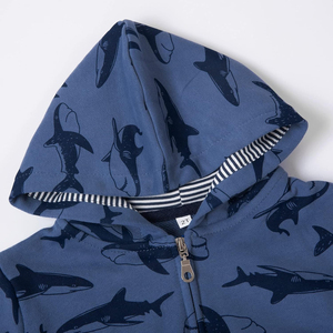 Sudadera con capucha y cremallera con estampado de tiburón para niños, chaqueta de punto azul informal unisex, ropa de otoño, sudaderas con capucha para niños - Product Image 4