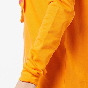 Women's Oversized Hooded Long Sleeve Sweatshirt Dress With Zipper And Letter Print In Orange Knitted Cotton Autumn Wear - Product Image 5