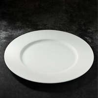 Assiettes en céramique pour hôtel et restaurant ST, vaisselle plate robuste, blanc céladon, service de table moderne, assiettes à pâtes et à steak