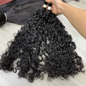 Offre Spéciale Haute Qualité Droite Vague D'eau Naturel Noir Double Dessiné Cru Cheveux Humains En Vrac Fumi Super Double Remy Extension De Cheveux - Product Image 5