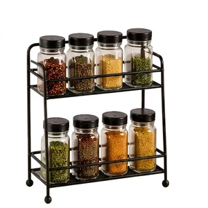 Moderno Organizador de Especias Metálico de 2 Niveles, Estante de Almacenamiento de Hierro para Cocina, Soporte para Botellas de Condimento, Utensilios de Cocina - Product Image 1