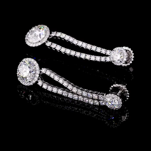 Boucles d'oreilles pendantes halo en or 14 carats avec diamants de laboratoire jaunes vifs fantaisie multi-formes 3 carats, bijoux élégants et tendance pour femmes, parfaits pour les mariages - Product Image 4