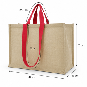 กระเป๋าช้อปปิ้งผ้ากระสอบเคลือบขนาดใหญ่ 49x35x23 ซม. หูหิ้วคู่ รับทำโลโก้ ขายส่งจำนวนมาก ผู้ผลิต OEM ODM ผู้ส่งออก - Product Image 3