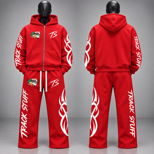 Ensemble de survêtement d'hiver personnalisé Track Stuff, 2 pièces, sweat à capuche zippé et pantalon de jogging, coupe classique, vêtements de sport, polyester/coton, respectueux de l'environnement - Product Image 2