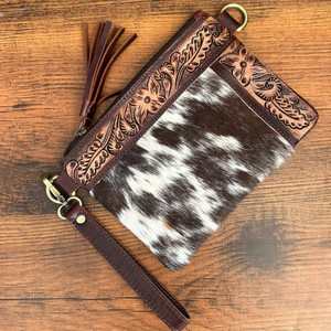 Bolso de piel de vaca estampado occidental tallado a mano, bolso de cuero con borlas, flores bohemias, gran oferta, bolso bandolera de piel para mujer - Product Image 3