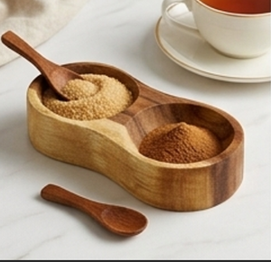 Premium Round Wooden Salt And Sugar Bowl Set Large Size Wooden Kitchenware Ideal For Salt And Pepper Storage Home Use - Product Image 3