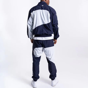 Ensemble coupe-vent en polyester et nylon pour homme, ensemble de jogging, patchwork contrasté, coupe-vent oversize pour homme, vêtements décontractés - Product Image 1