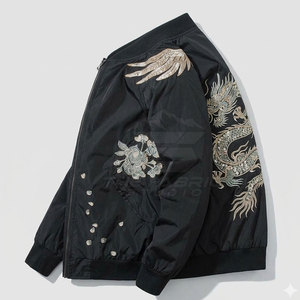 Veste Sukajan de style urbain haut de gamme, col montant, broderie classique, respirante, écologique, doublure douce, confortable à porter - Product Image 5