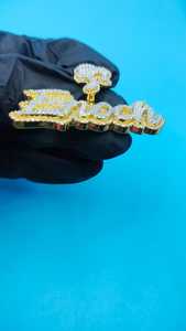 Colgante de Letra Hip Hop con Moissanita, Bañado en Rodio, Micro Pavé, Corte Brillante Redondo, Colgante Unisex - Product Image 2