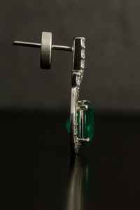 Pendientes de compromiso y boda de esmeralda de corte ovalado estilo Art Déco étnico, plata de ley 925 chapada en oro, hechos a mano, sin níquel, alta calidad - Product Image 2