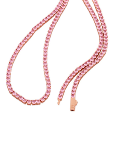 Collar de tenis de moissanita rosa de doble capa, brillante y lujoso, joyería llamativa para mujer, regalo. - Product Image 2
