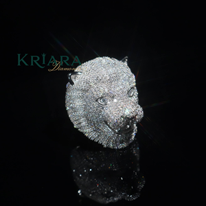 Anillo con Cabeza de Pantera, Platino, Corte Brillante Redondo, Diamante Cultivado en Laboratorio, Color D, Joyería de Lujo para Mujer, para Fiestas - Product Image 4
