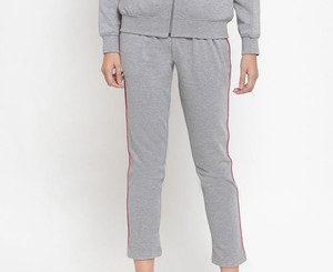 Conjunto Deportivo Gris con Capucha para Mujer, Manga Larga, Color Sólido, Casual, Transpirable, Corte Regular, con Cierre y Bolsillos Delanteros - Product Image 5
