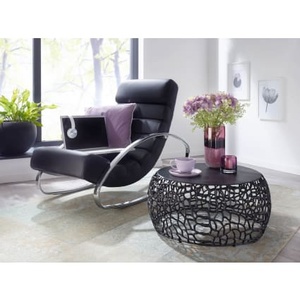 Mesa de Centro Redonda Moderna con Tapa de Vidrio Templado y Estructura Metálica, Mueble Decorativo Contemporáneo para Sala de Estar - Product Image 2