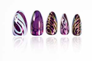 Uñas Postizas Profesionales Cuadradas de ABS con Diseño Abstracto en Espiral Dorado Cromado, Fabricante de Uñas Artificiales Largas Personalizadas al por Mayor OEM ODM - Product Image 4