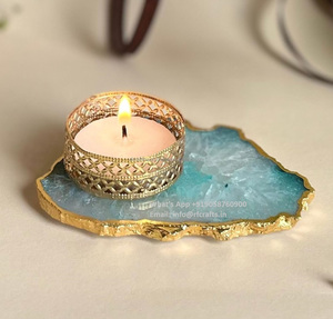 โถเทียนสีเขียวอาเกตสุดหรูพร้อมกล่องที่วางถ้วยหินอ่อนที่ใส่ถ้วยชาที่ใส่ของหรูหราหรูหราหรูหราหรูหรากึ่งมีค่าสำหรับการตกแต่งด้วยน้ำมันหอมระเหย - Product Image 2