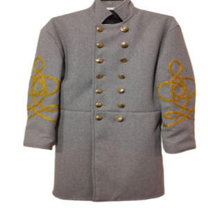 <b>Men's</b> Gray Reversible <b>Wool</b> Overcoat Historical Style American Reproduction Double Breast 3 Rows Braid <b>Grey</b> <b>Wool</b> Frock <b>Coats</b> - Product Image 3