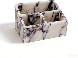 Decorative Marble Compartment Organizer Box for Bathroom <b>Vanity</b> Makeup Jewelry Cosmetics and Daily Accessories - Product Image 1