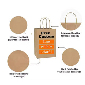 Sacs de courses écologiques en papier kraft blanc et brun avec poignées torsadées, durables, impression personnalisée avec logo, style classique - Product Image 2