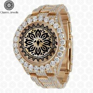 นาฬิกาข้อมือผู้ชาย Charm Luxury Mechanical Gold Diamond หน้าปัดกลม 40 มม. สายสแตนเลสสตีล ตัวล็อคแบบกดซ่อน - Product Image 1