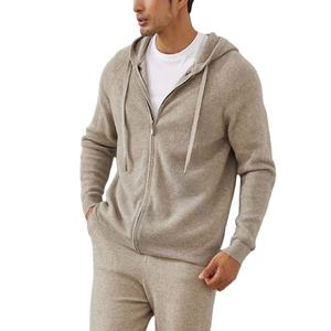 Manteau en cachemire tricoté de luxe pour homme avec fermeture éclair intégrale, sweat à capuche et cardigan personnalisés pour l'hiver, sweat à capuche épais à épaules tombantes sur mesure - Product Image 3