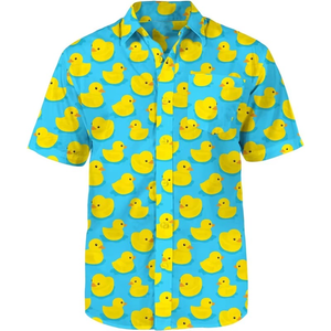เสื้อฮาวาย Aloha Beach Shirt สีน้ำเงินลายยางเป่าลมรูปเป็ด สำหรับผู้ชาย เสื้อฮาวายลำลองติดกระดุม แขนสั้น เสื้อฮาวายตลกๆ สำหรับผู้ชาย - Product Image 2