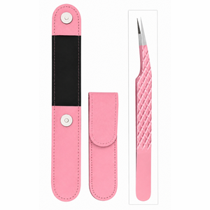 Pinzas de Acero Inoxidable Rosadas con Punta Dentada, Herramienta de Precisión para Extensión de Pestañas - Product Image 1
