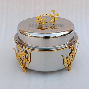 Vaisselle décorative en acier inoxydable de style arabe pour le Ramadan, casserole ronde pour servir des plats chauds, accessoires pour hôtels et restaurants - Product Image 1