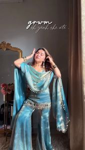 Premium Sharara Palazzo Suit Fendy Silk Embroidery Sequence Work with Real <b>Mirror</b> Work Lace Border Dupatta Ethnic Wear Women - Product Image 4