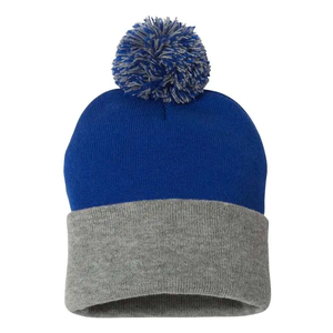 Bonnet tricoté à pompon avec logo brodé personnalisé, chaud pour l'hiver, à revers, pour le sport et les activités de plein air, accessoire de mode décontracté 100% - Product Image 6