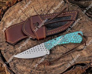 Cuchillo de caza y camping de hoja fija de 7 pulgadas, hecho a mano, con mango ergonómico de panal de abeja de aspecto moderno, OEM/ODM - Product Image 2