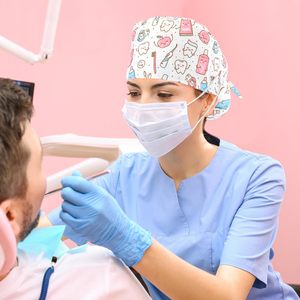 Floral Printed Quick Dry Breathable Unisex Nursing <b>Scrub</b> Hats with Worsted Fabric and Custom Logo for Medical Use - Product Image 5