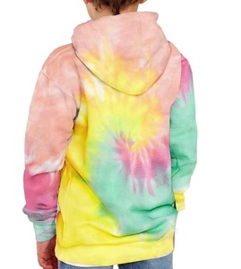 Sweat-shirt à capuche tie-dye vintage multicolores pour enfants garçons, mode hiver, coton et polyester, pull à capuche effet dip-dye - Product Image 2