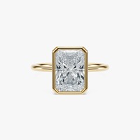 OEM ODM Bague en diamant de 3 carats taille radiant cultivé en laboratoire, or massif, fournisseur de bijoux sur mesure