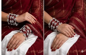 .Colorful Stylish Vibrant Brown Silver Plated Trendy Geometric <b>Glass</b> <b>Bangles</b> Imitation Pearl Churiyan Set for Wedding Party Wear - Product Image 3